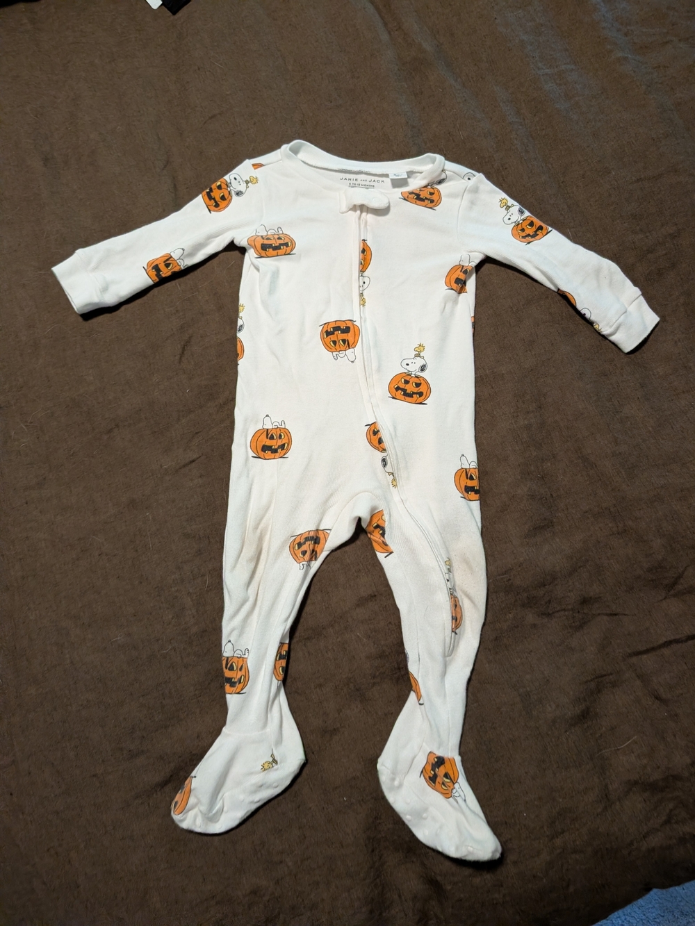 Janie and Jack Footed One-Piece with Snoopy Print
